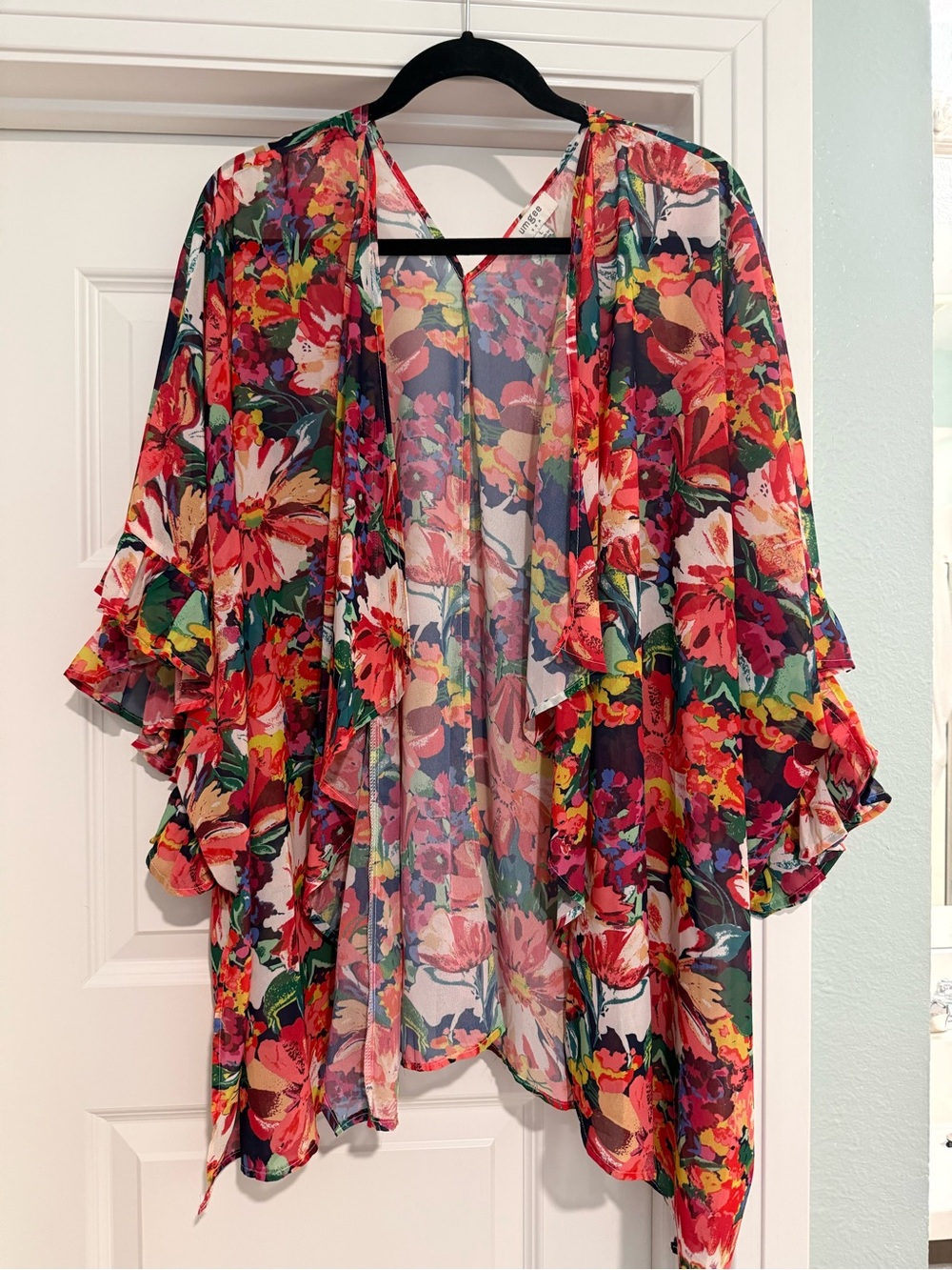 Umgee Red Multi Floral Sheer Kimono